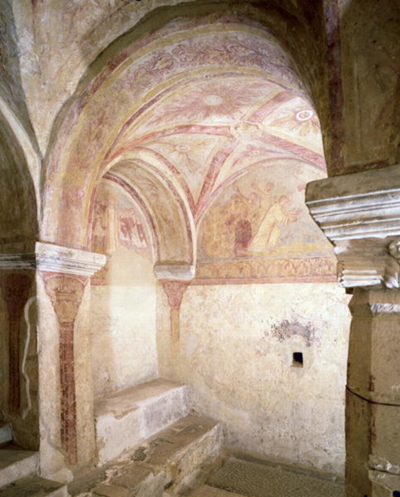 Detail of View of the Carolingian frescoes in the inner crypt, c.858 by French School