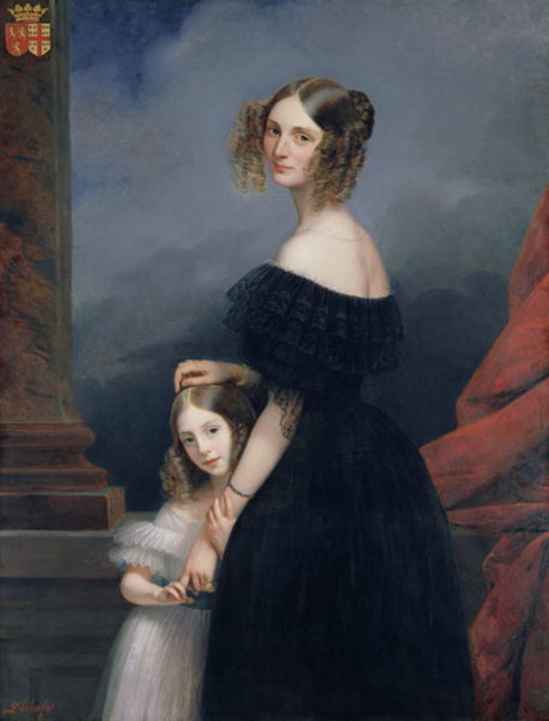 Detail of Portrait of Anne-Louise Alix de Montmorency, with her daughter, c.1840 by Claude-Marie Dubufe