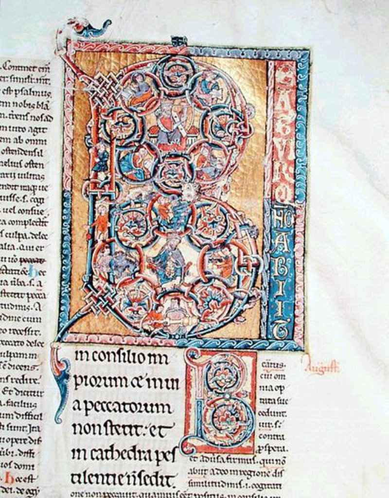 Detail of Ms 19 fd2 Historiated initial 'B' depicting King David by French School