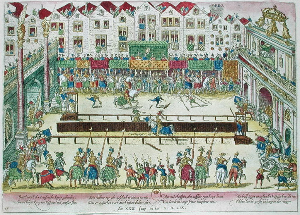 Detail of Tournament during which Henri II was injured by the Count of Montgomery and died ten days later, 30th June 1559 by Franz Hogenberg