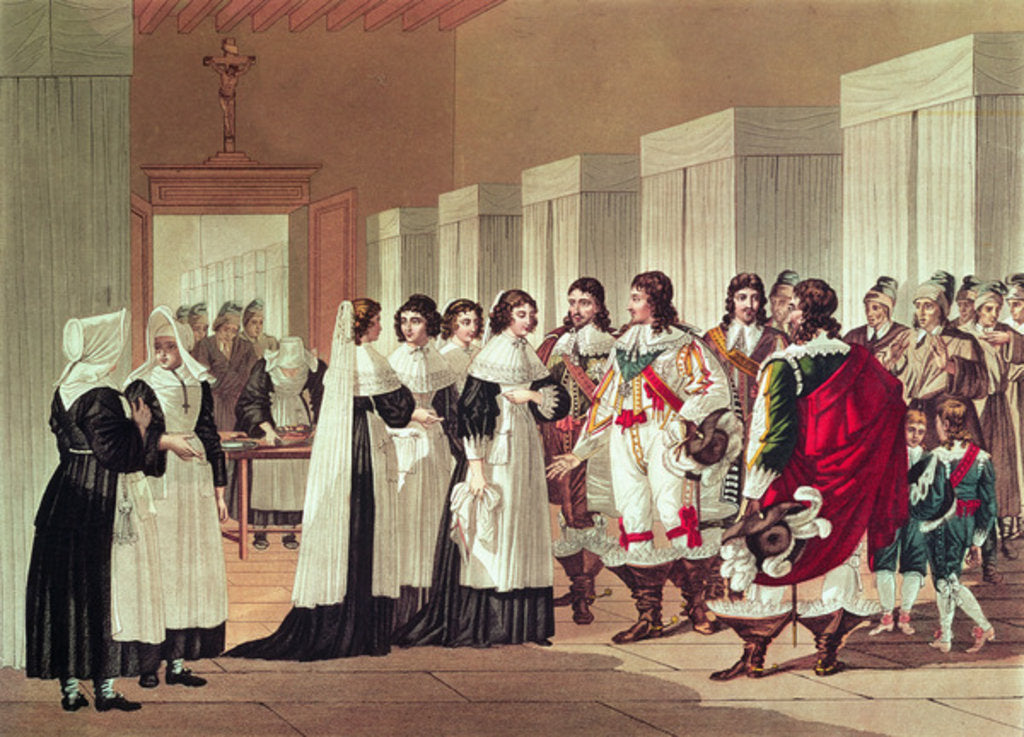 Detail of Meeting between Louis XIII and Marie-Louise Motier de la Fayette at l'Hotel-Dieu, Paris by Hippolyte Lecomte