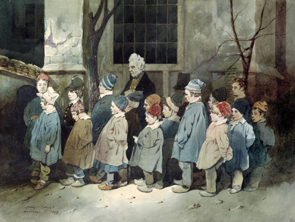 Detail of Schoolboys in the Playground by Henri Bonaventure Monnier