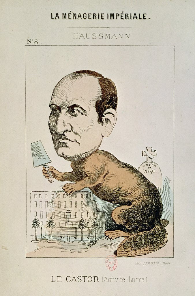 Detail of Caricature of Baron Georges Eugene Haussmann as a Beaver by French School
