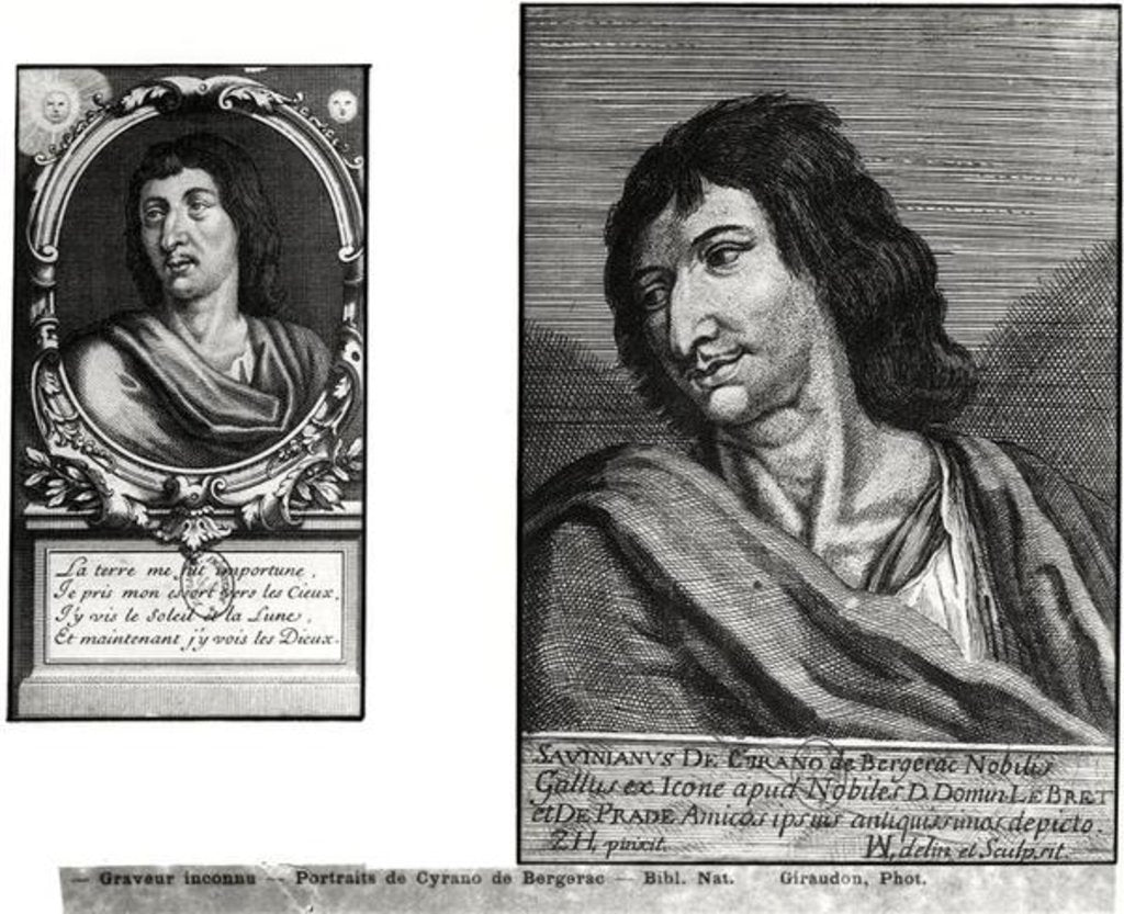 Detail of Two portraits of Savinien Cyrano de Bergerac, on the right after Zacharie Heince by French School