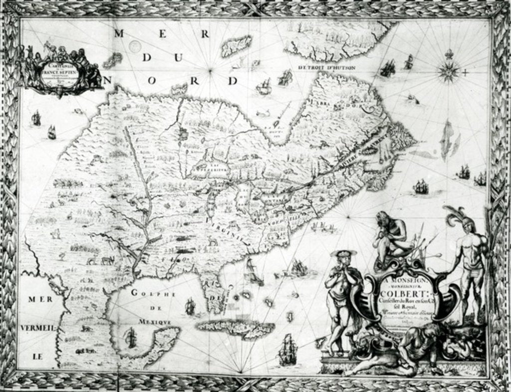 Detail of Map of New France dedicated to Colbert by Duchesneau, Intendant, 1681 by Jean Baptiste Louis Franquelin