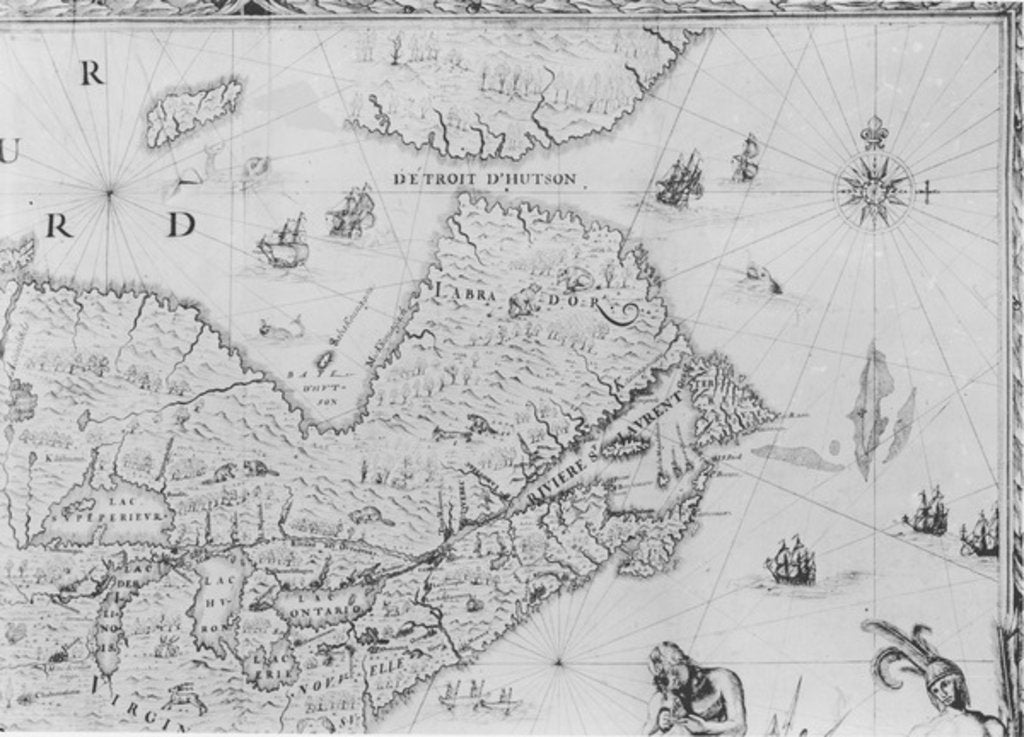Detail of Map of New France dedicated to Colbert by Duchesneau, Intendant, 1681 by Jean Baptiste Louis Franquelin