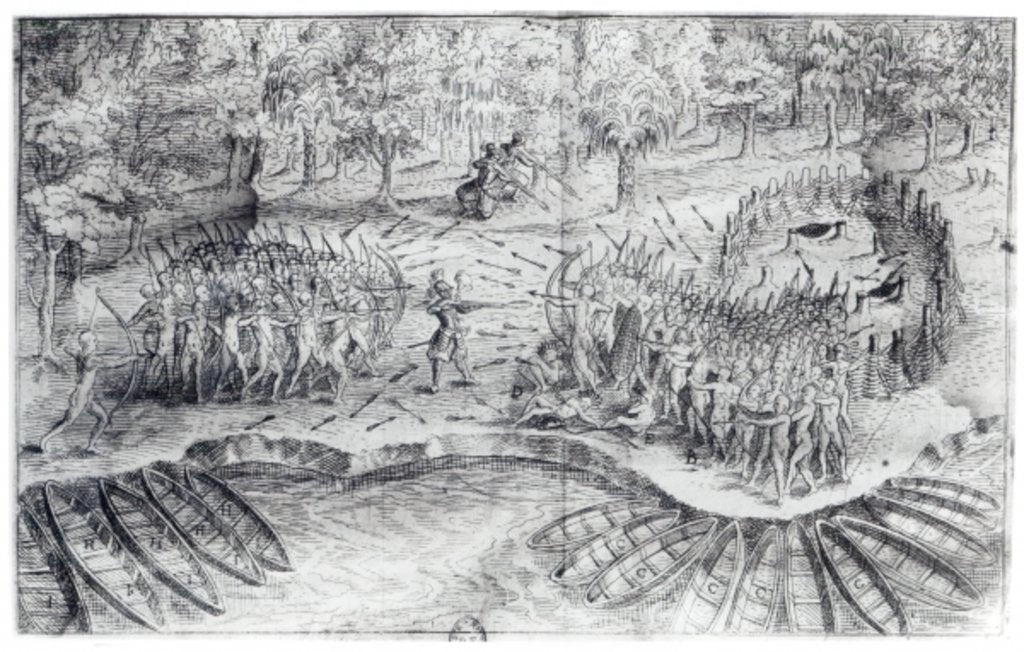 Detail of Fighting of Hurons by French School