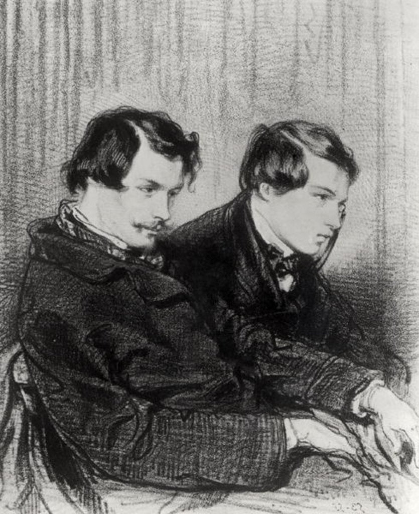 Detail of Edmond de Goncourt and Jules de Goncourt in a box at the theatre, 1853 by Paul Gavarni