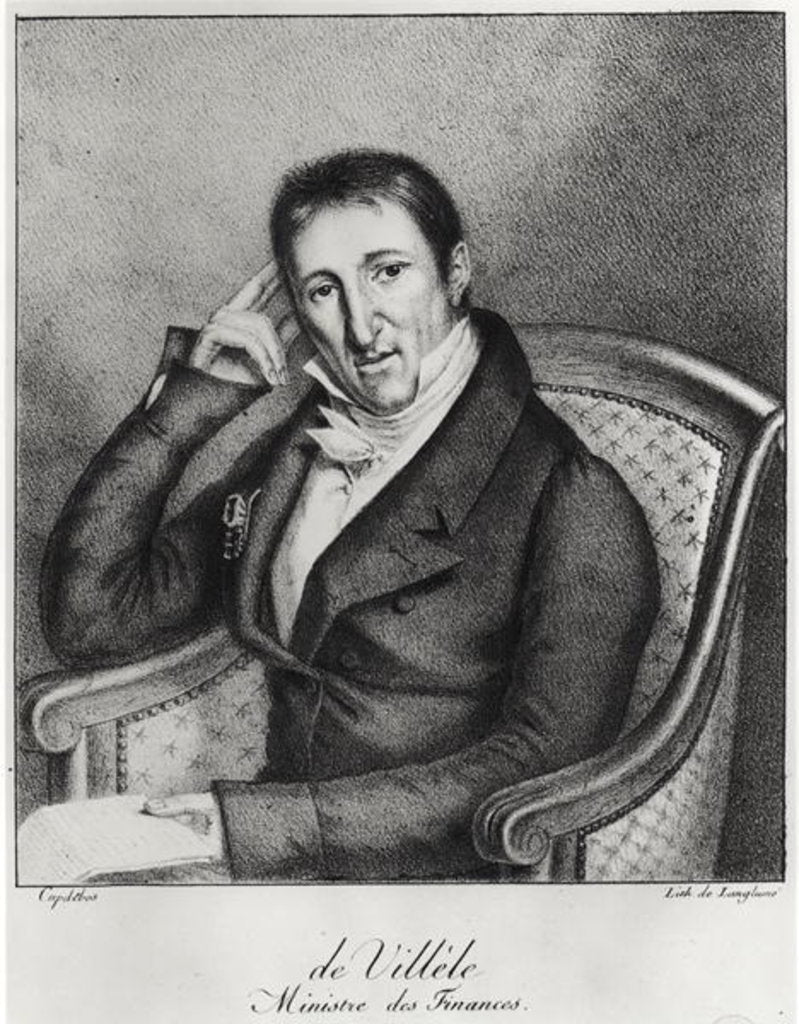 Detail of Portrait of Jean Baptiste Count of Villele by Langlume Langlume