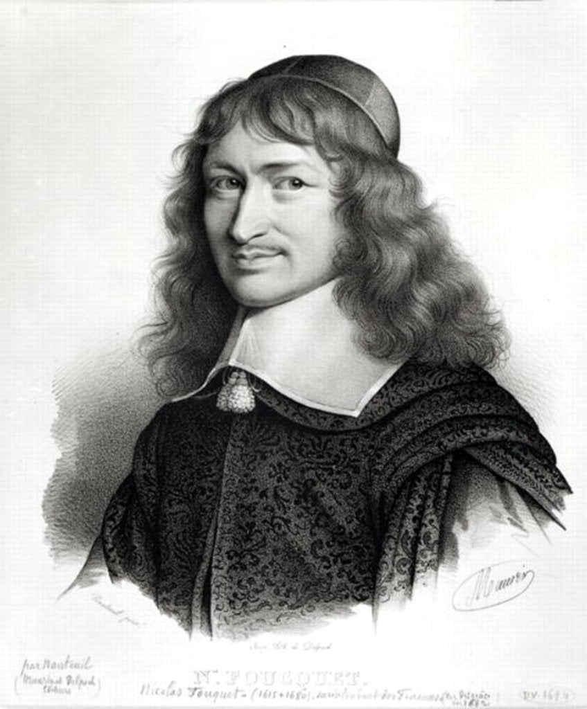 Detail of Portrait of Nicolas Fouquet engraved by Maurin by Robert Nanteuil