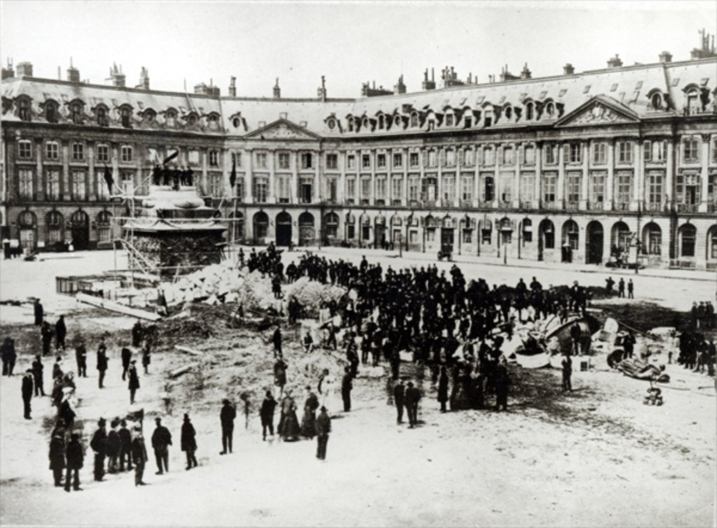 Detail of Destruction of the Vendome Column during the Commune, 1871 by French Photographer