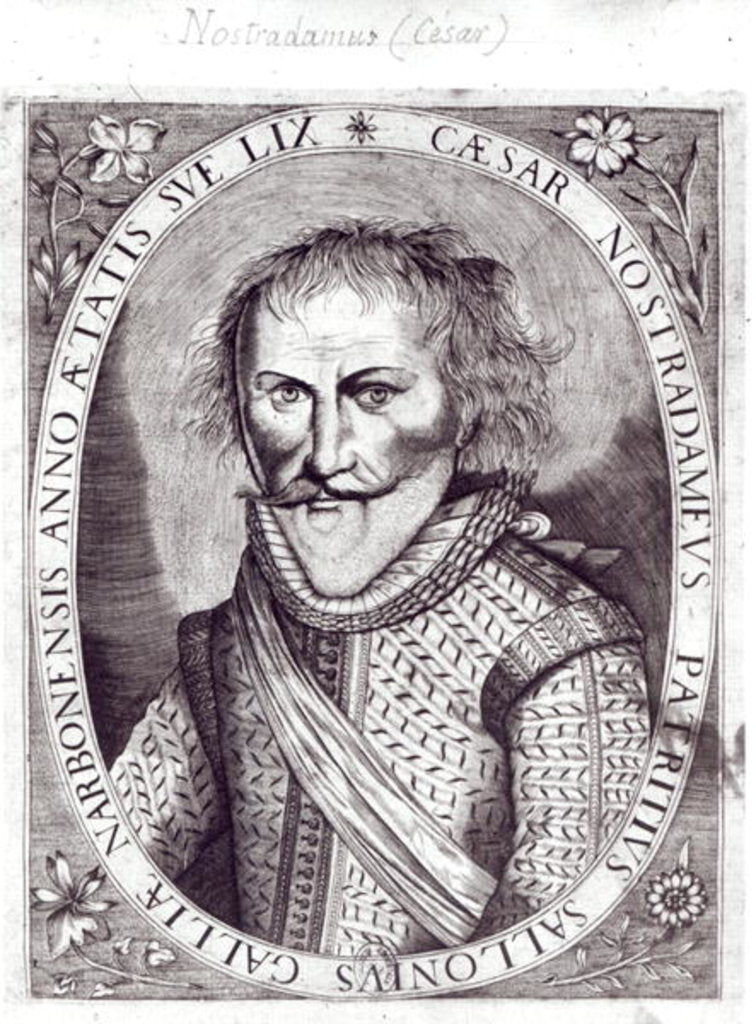 Detail of Cesar Nostradamus, aged 59, son of Michel Nostradamus, 1614 by French School