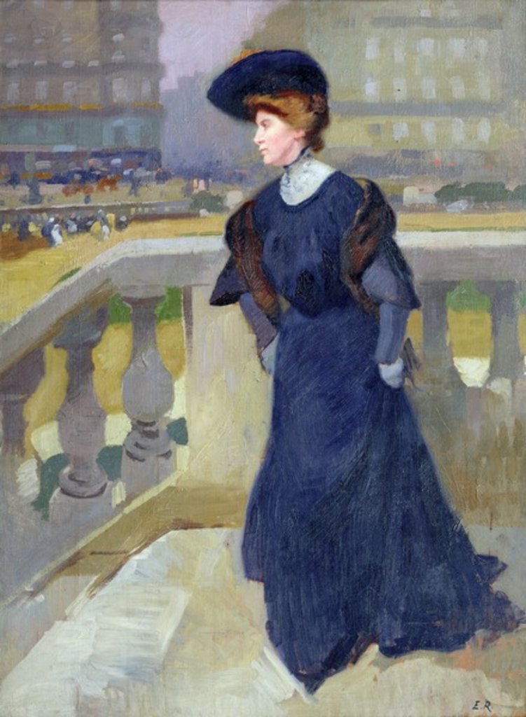 Detail of Madame Renoux on the Steps of the Trinity Church, 1904 by Jules Ernest Renoux