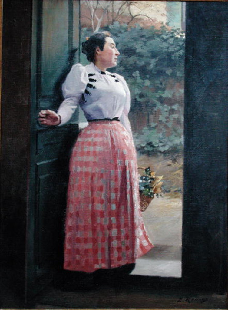 Detail of Return from the Market by Jules Ernest Renoux