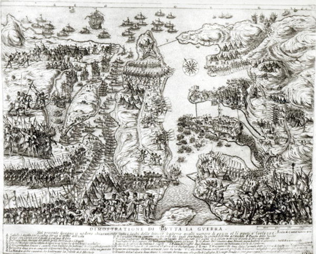 Detail of Map of the Siege of Malta in 1565 by Italian School