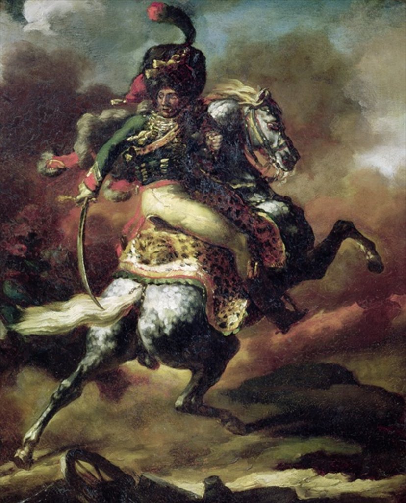 Detail of Officer of the Hussars Charging on Horseback by Theodore Gericault