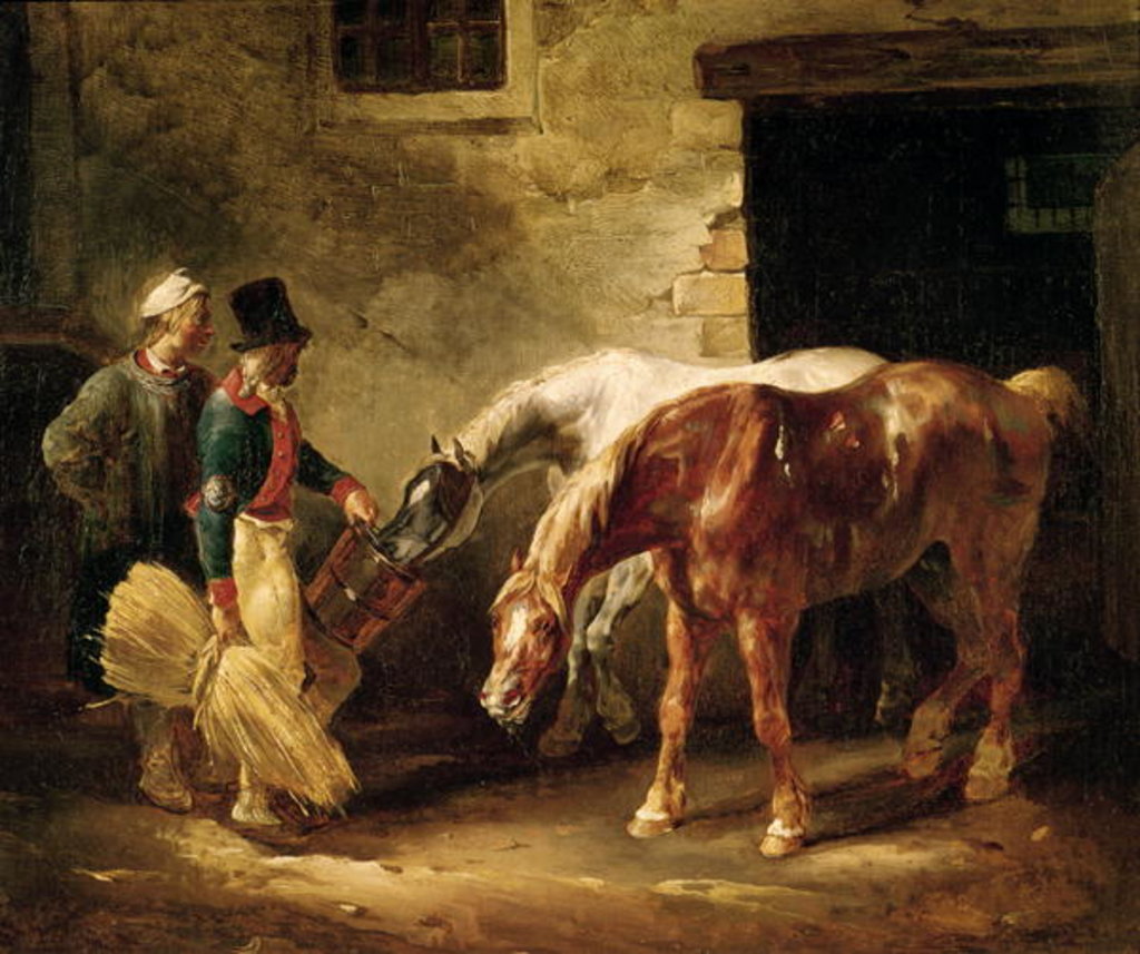 Detail of Two Post Horses at the Door of a Stable by Theodore Gericault