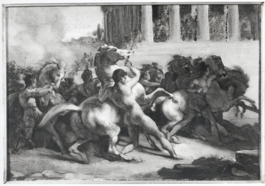Detail of Study for the Race of the Barbarian Horses by Theodore Gericault