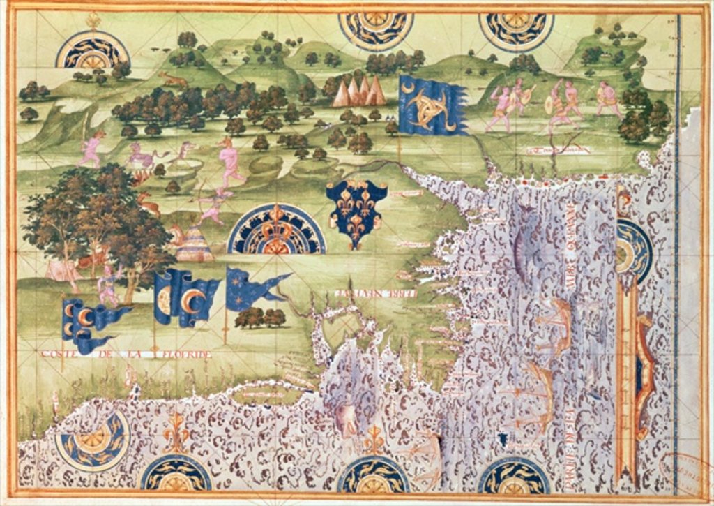 Detail of Fol.56v Map of Florida, Canada and Labrador by Guillaume Le Testu