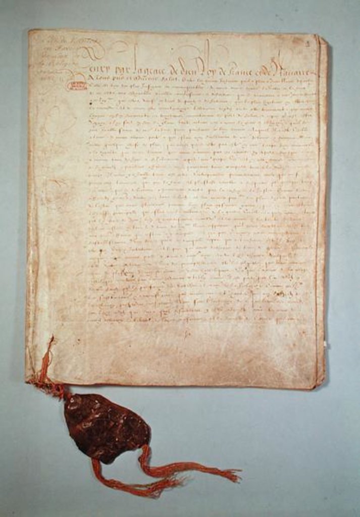 Detail of Henri IV, By the Grace of God, King of France and Navarre, first page from 'The Edict of Nantes', 1598 by French School