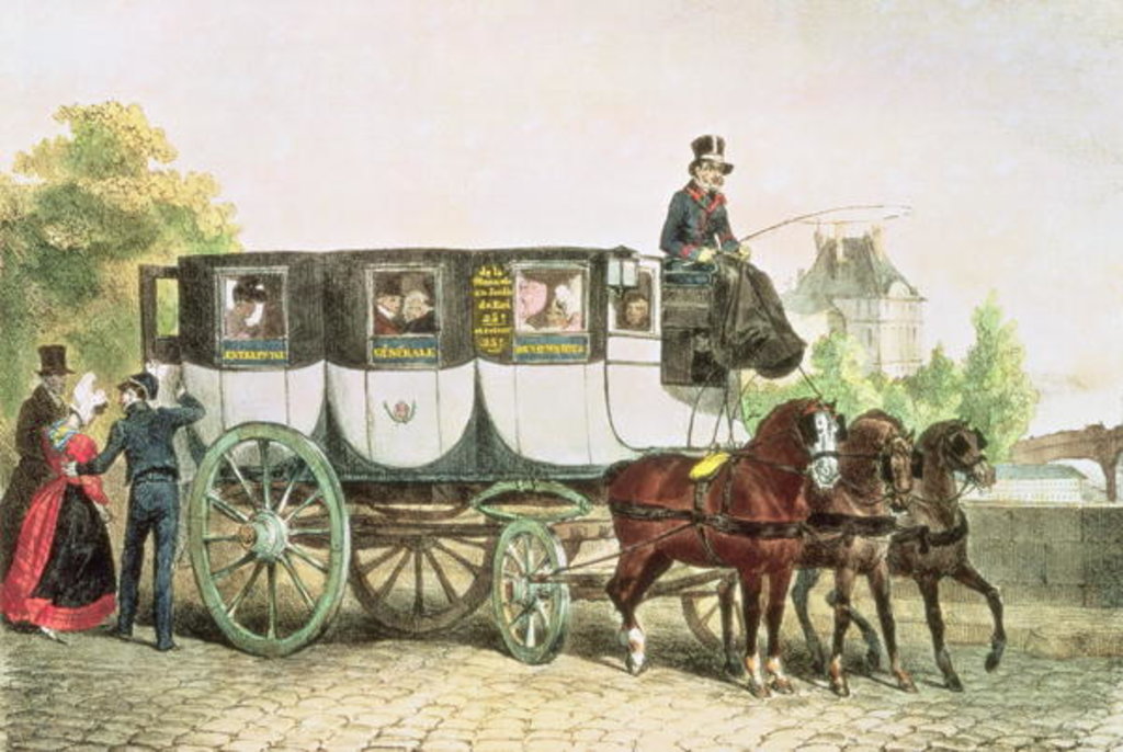 Detail of Entreprise Generale des Omnibus, coach from Monnaie to Jardin du Roi, c.1815 by Denis-Auguste-Marie Raffet