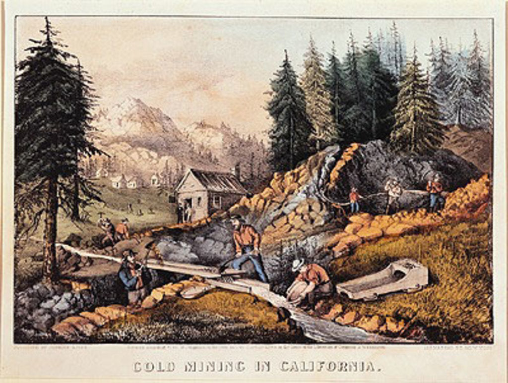 Detail of Gold Mining in California by American School