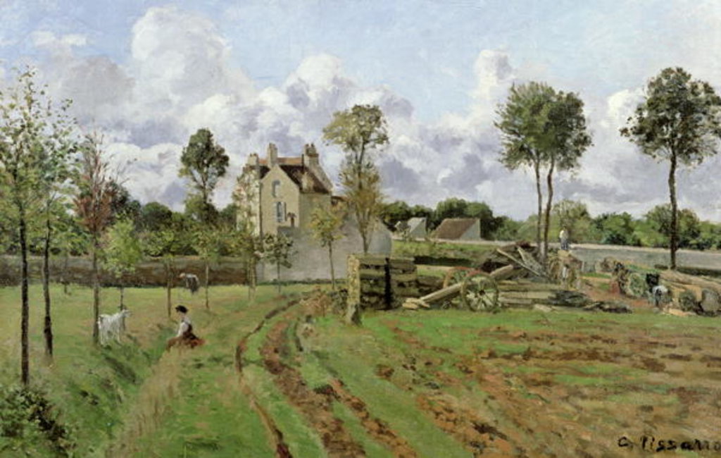 Detail of Landscape, Louveciennes, c.1872 by Camille Pissarro