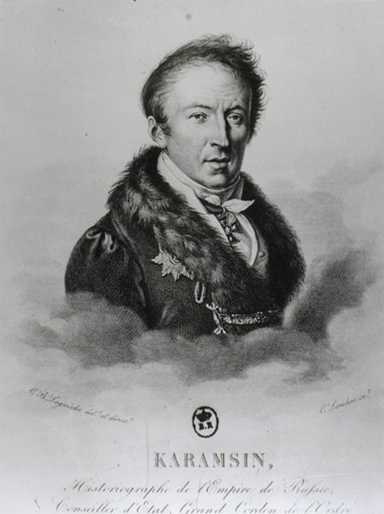 Detail of Portrait of Nikolai Mikhailovich Karamzin by Constant Louis Antoine Lorichon
