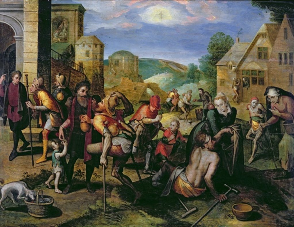 Detail of The Works of Mercy by Master of the Prodigal Son