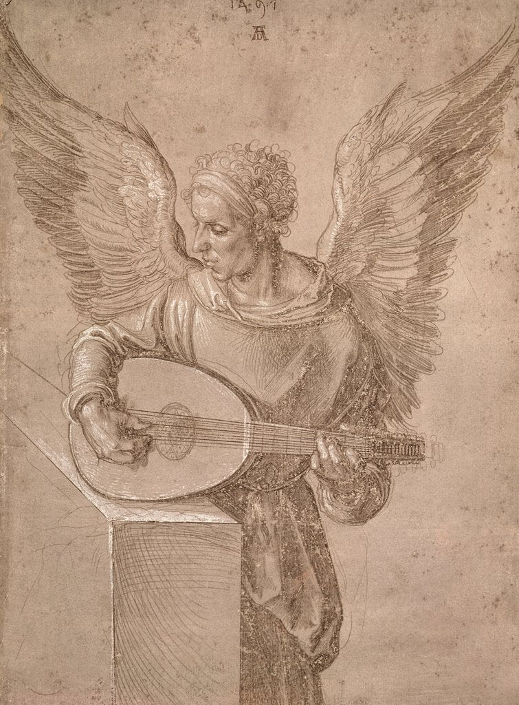 Detail of Angel playing a lute, 1491 by Albrecht Dürer or Duerer