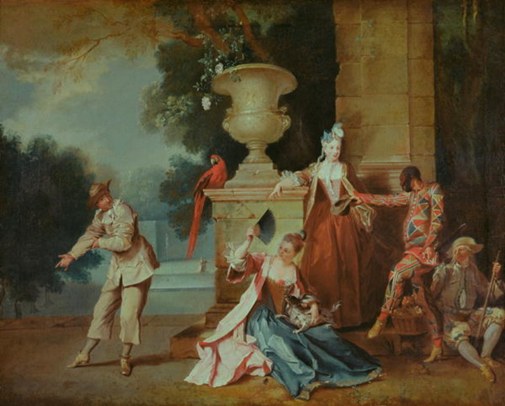 Detail of Italian Comedians in a Park, c.1725 by Jean-Baptiste Oudry