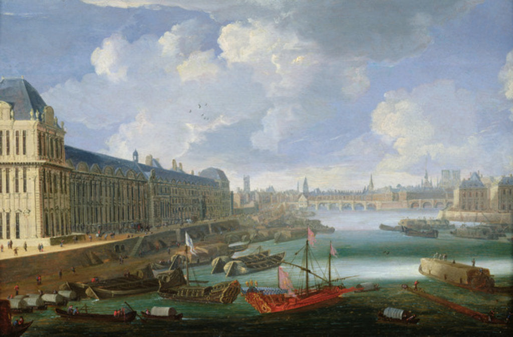 Detail of The Seine Viewed Towards the Pont-Neuf, the Louvre and the College Mazarin, c. 1675 by French School