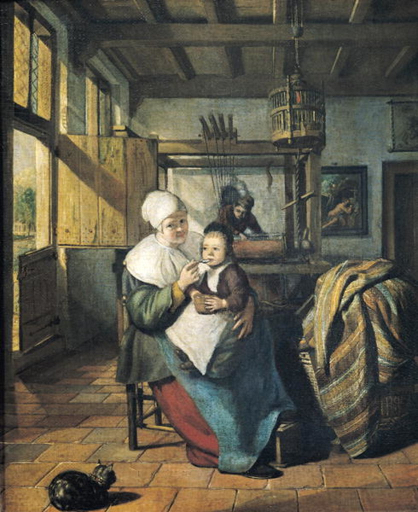 Detail of The Weaver's Workshop by Issac (c.1616/18-68) Koedyck