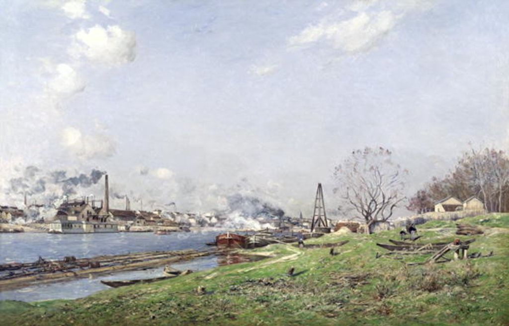 Detail of The Seine at Conflans-Charenton, 1892 by Jean Baptiste-Antoine Guillemet