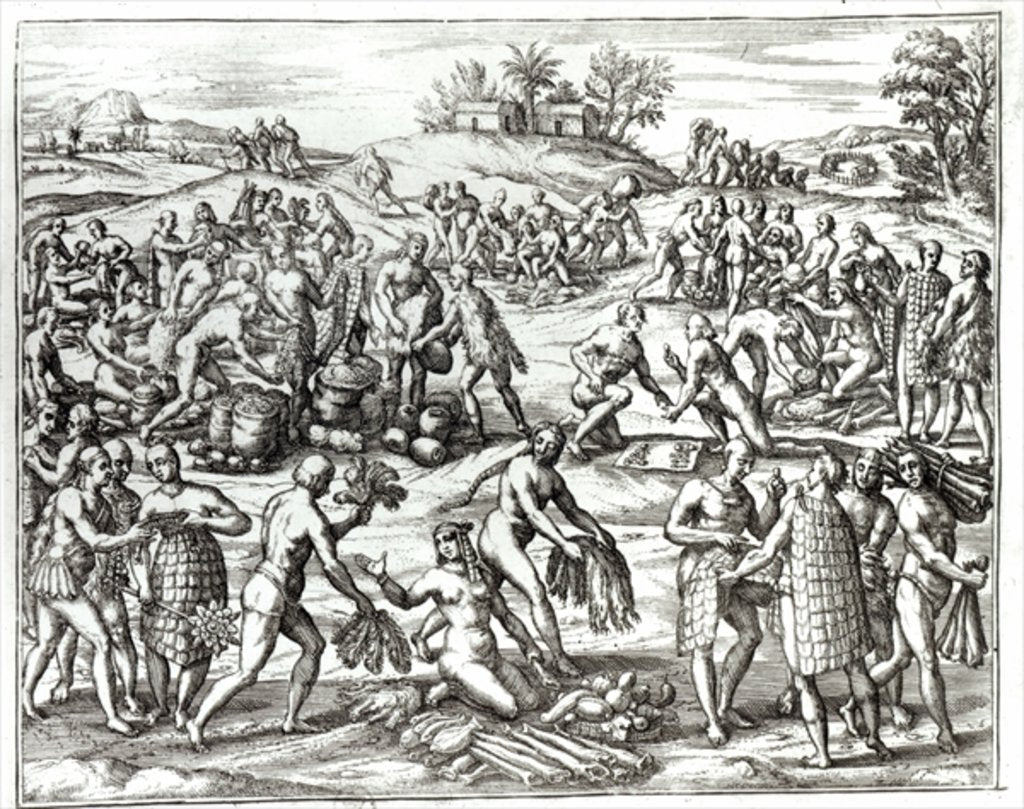 Detail of Indian Market at Cartagena, Colombia by Theodor de Bry