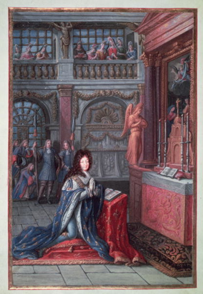 Detail of Frontispiece of the 'Hours of Louis XIV' depicting Louis XIV at Prayer by French School