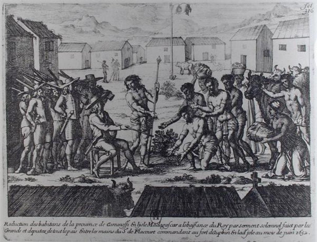 Detail of Madagascar Submitting to Etienne Flacourt 1652 by French School