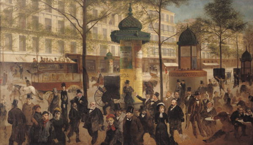 Detail of Study for a panorama of the Boulevard de Montmartre, 1877 by Andre Gill
