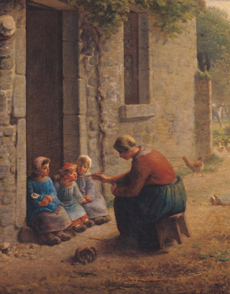 Detail of Feeding the Young, 1850 by Jean-Francois Millet