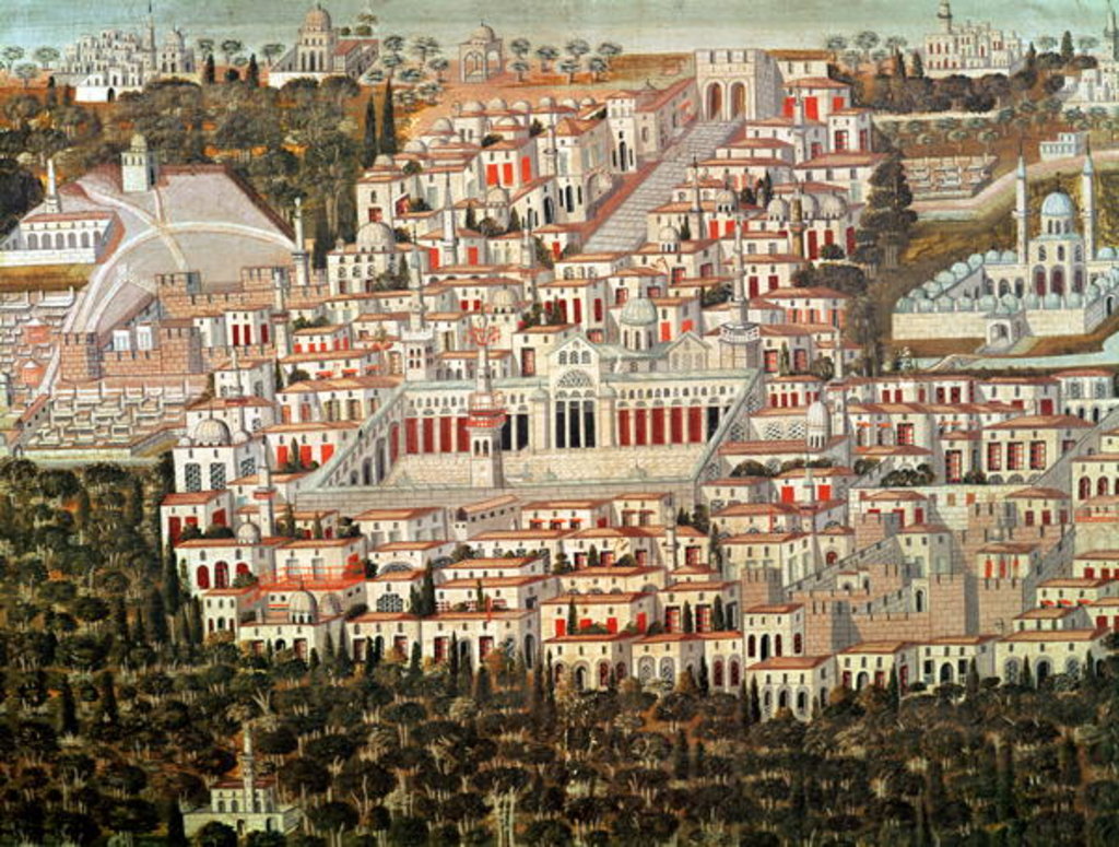 Detail of View of the city of Damascus by Syrian School