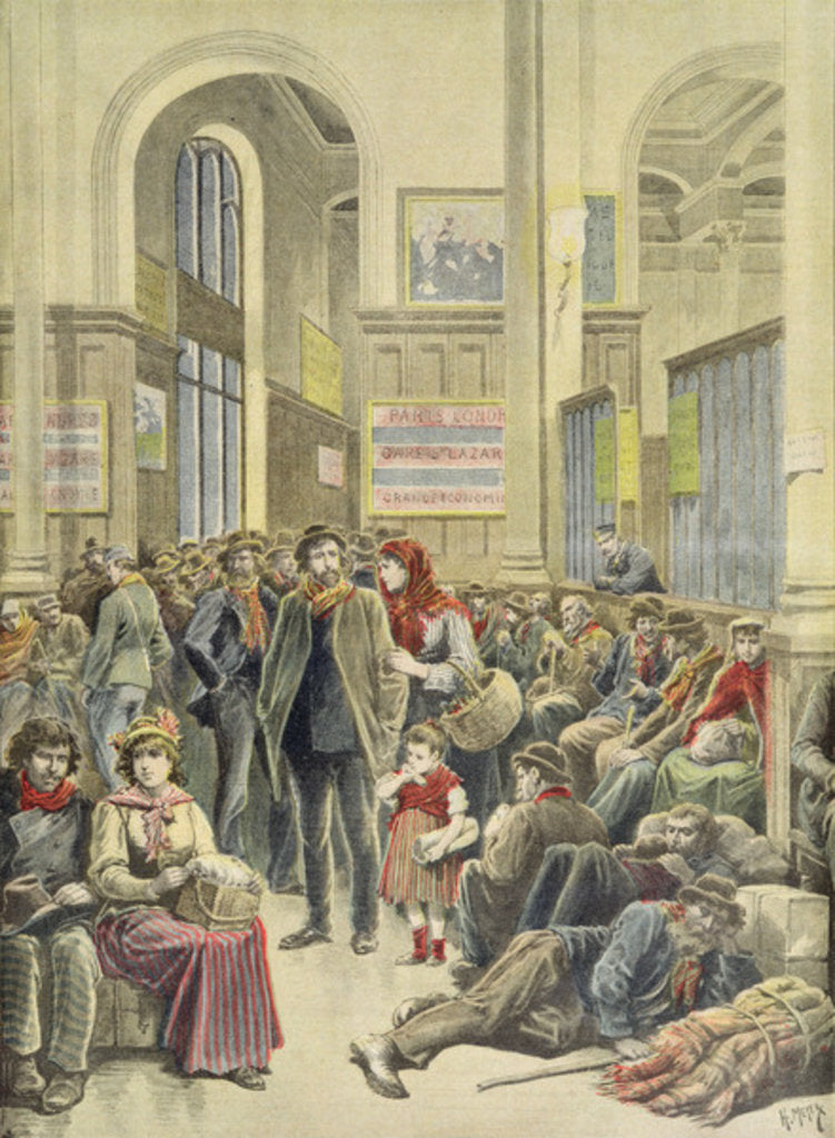 Detail of Italian Emigrants at Gare Saint-Lazare by Henri Meyer