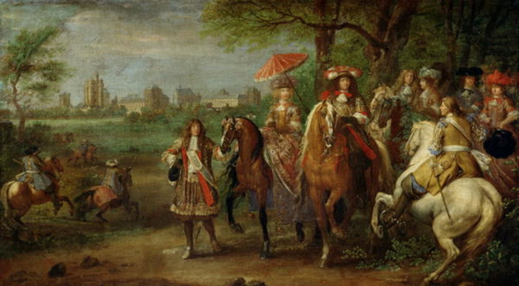 Detail of View of the Chateau de Vincennes with Louis XIV and Maria Theresa of Austria, 1669 by Adam Frans van der Meulen