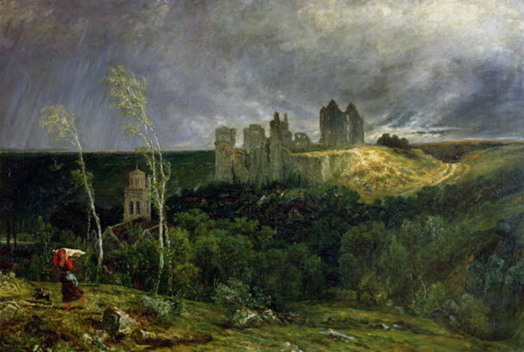 Detail of The Ruins of Chateau de Pierrefonds, 1861 by Paul Huet