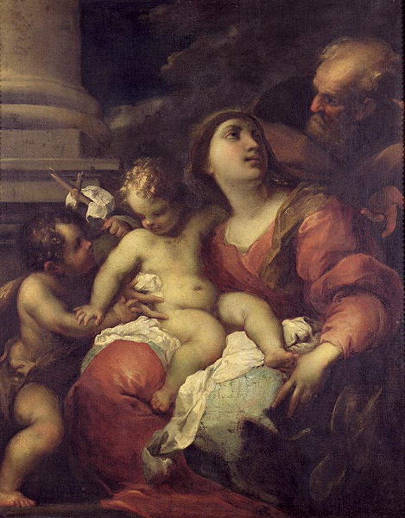 Detail of The Holy Family by Valerio Castello