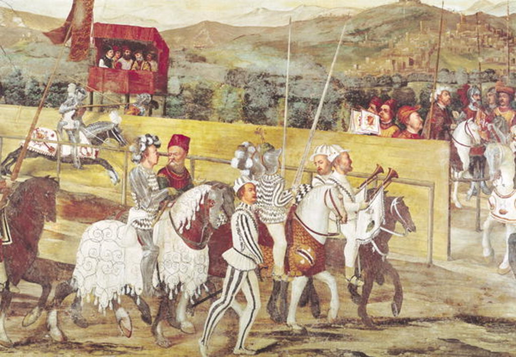Detail of Tournament in Honour of Christian I of Denmark at Castello di Malpaga in 1474 by Girolamo Romanino