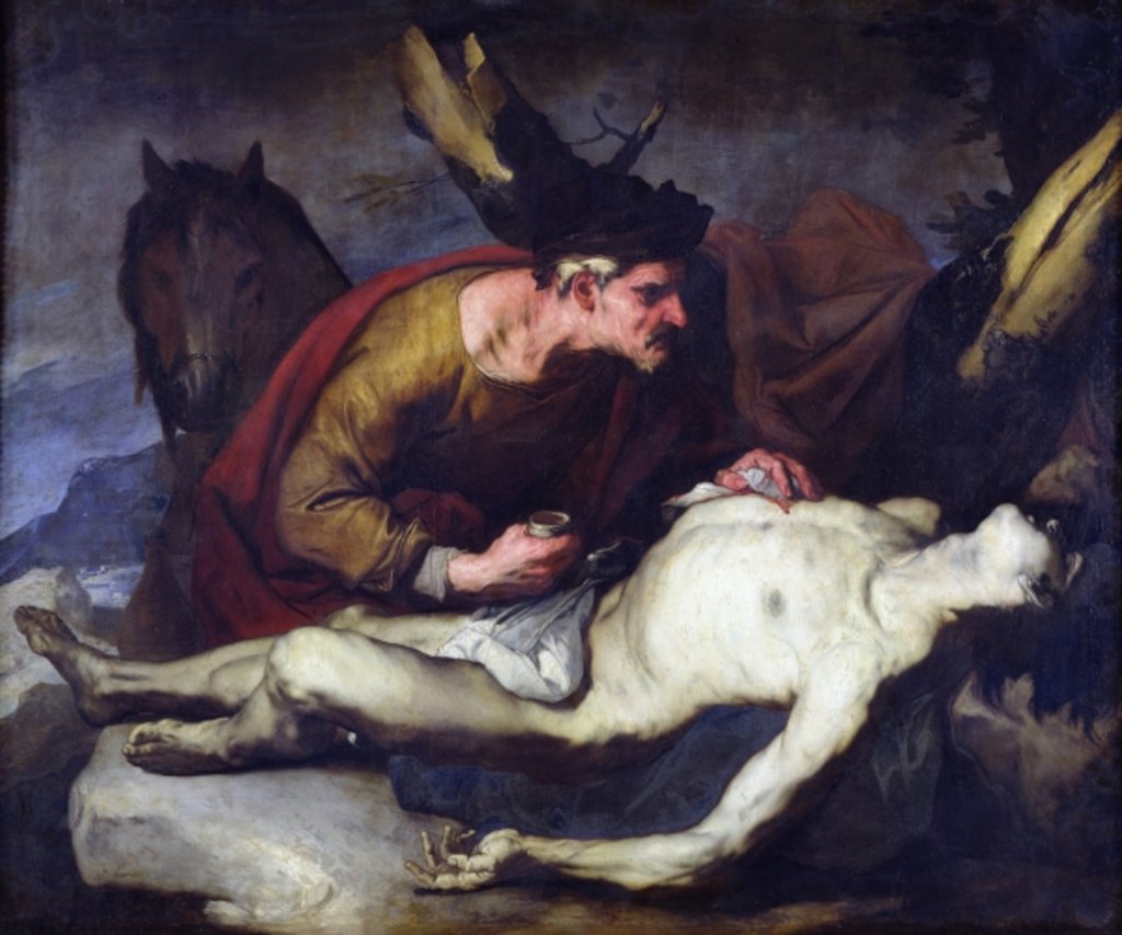 Detail of The Good Samaritan by Luca Giordano
