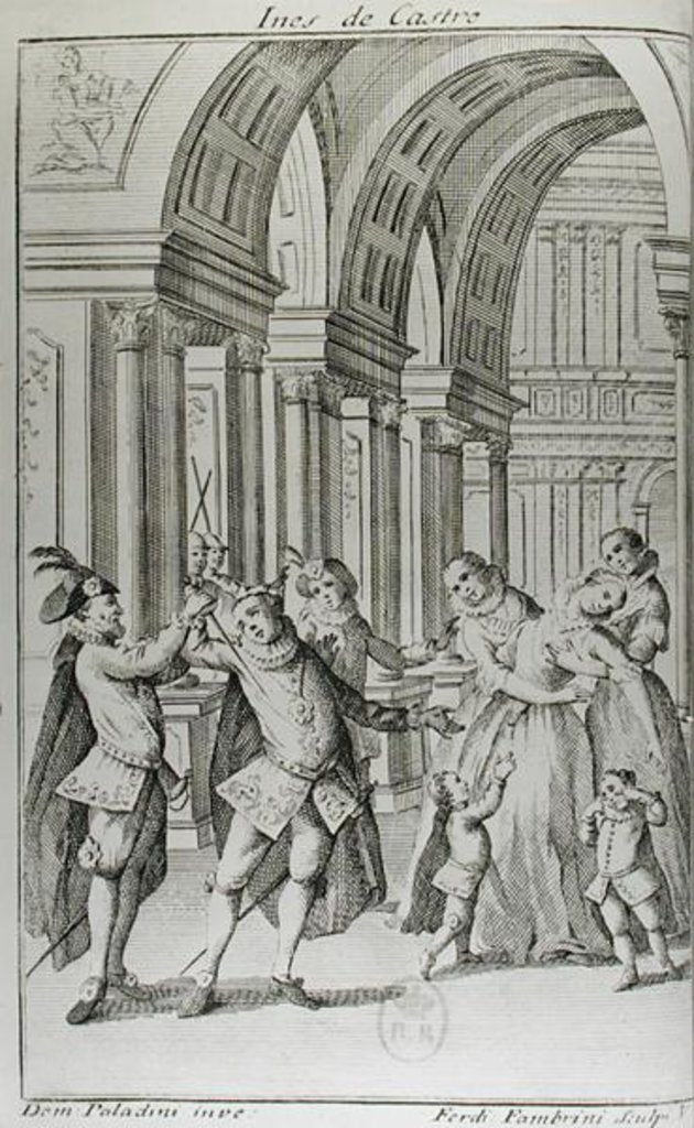 Detail of Illustration from the frontispiece of 'Ines de Castro' by Antoine Houdar de La Motte engraved by Ferdinando Fambrini by Giuseppe Paladini