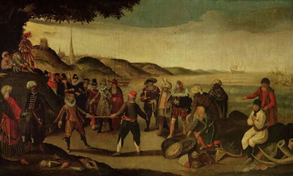 Detail of The Dispute over the Golden Baton or The Dispute between the Spanish and the Dutch over Trade in the Indies, 1609 by French School