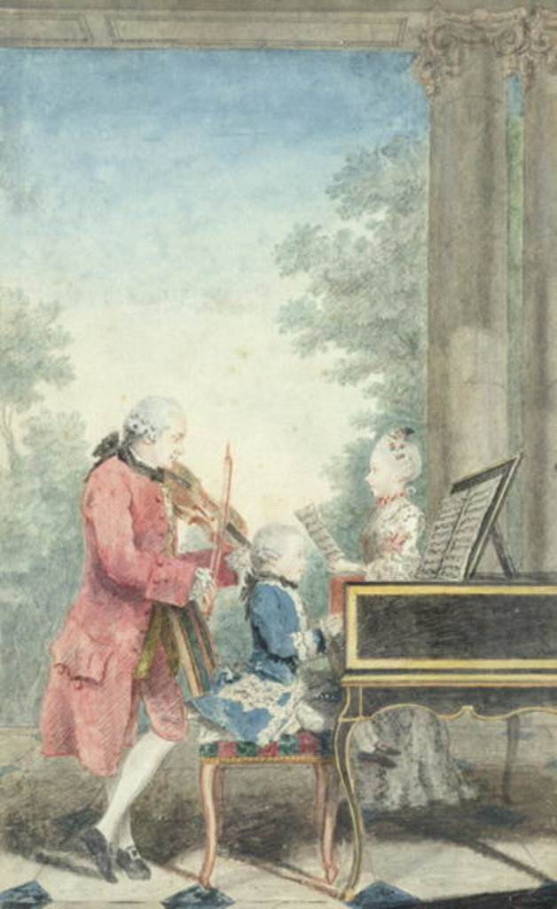 Detail of Leopold Mozart and his Children Wolfgang Amadeus and Maria Anna 1764 by Louis Carrogis Carmontelle