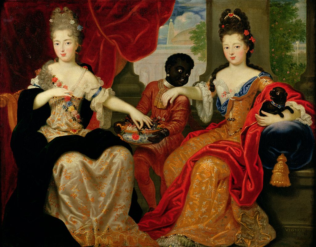 Detail of Portrait of Francoise-Marie de Bourbon and Louise-Francoise de Bourbon by Philippe Vignon
